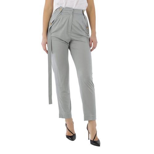 Burberry Ladies Heather Melange Strap Detail Jersey Tailored Trousers - 4564422
