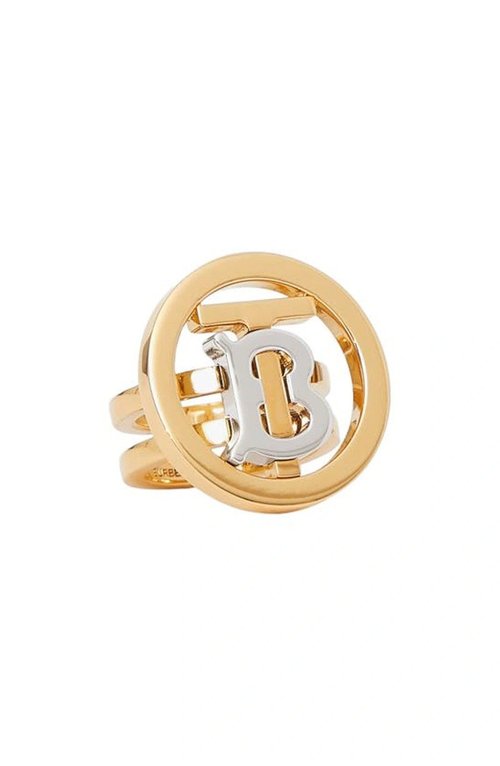 Burberry Ladies Light Gold TB Monogram Circle Ring - Gold Tone - 8041985