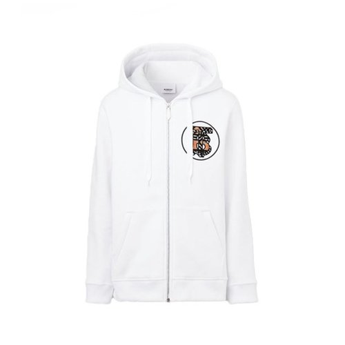 Burberry Ladies Optic Willo TB Monogram Motif Zipped Hoodie - White - 8055908