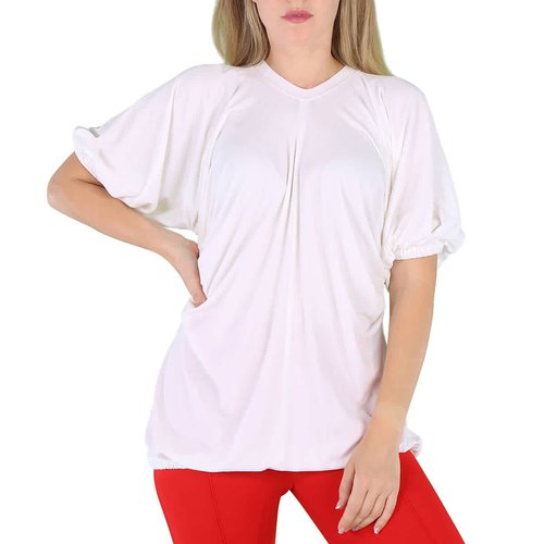 Burberry Ladies Ruth T-Shirt With Cut Out Sides - White - 8030336