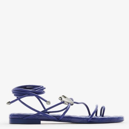 Burberry Leather Ivy Shield Sandals - Blue - 8084817