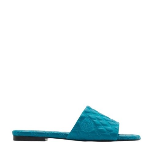 Burberry Leather Quilt Slides In Kingfisher - Blue - 8092228