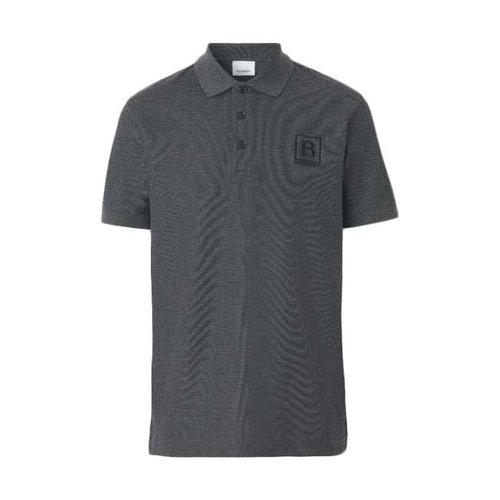 Burberry Letter Graphic Cotton Pique Polo Shirt 'Dark Grey