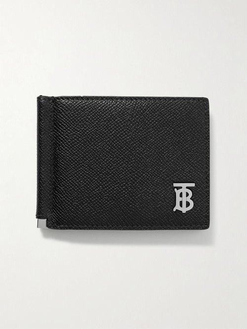 Burberry Logo-Embellished Full-Grain Leather Wallet - Black - 8062684