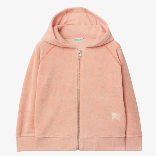 Burberry Logo Embroidered Terry-Cloth Hoodie - Pink - 8082028