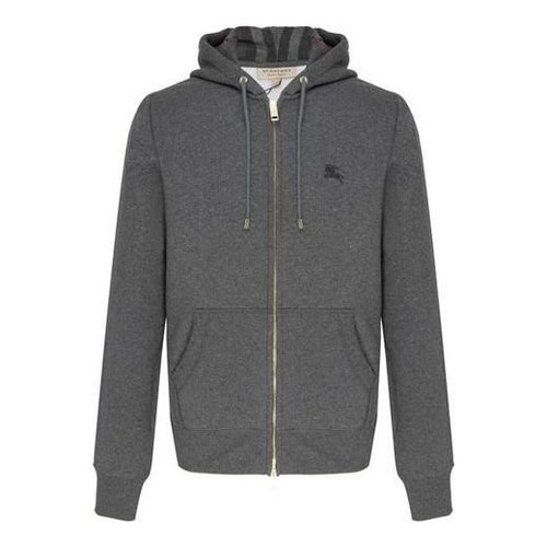 Burberry Logo Embroidery Cotton Zipper Jacket Coat - Grey - 40155591