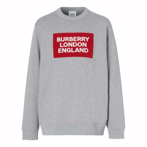 Burberry Logo Patch Cotton Sweatshirt - Grey - 8069482