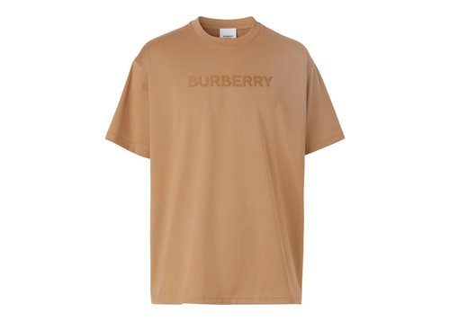 Burberry Logo Print Cotton Oversized T-Shirt - Camel - 80553101