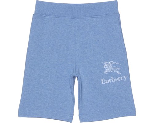 Burberry Logo Printed Cotton Shorts - Blue - 8078279