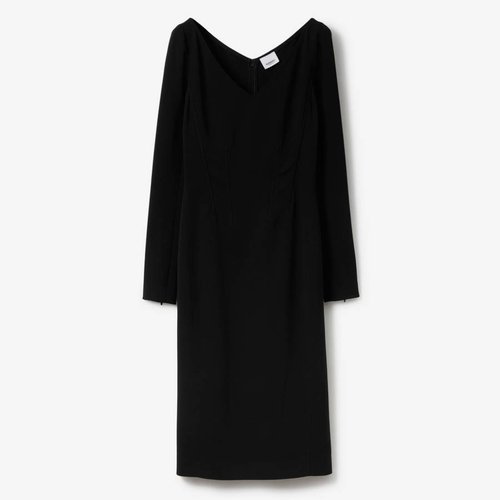 Burberry Long-Sleeve Stretch Viscose Cady Dress - Black - 8066336
