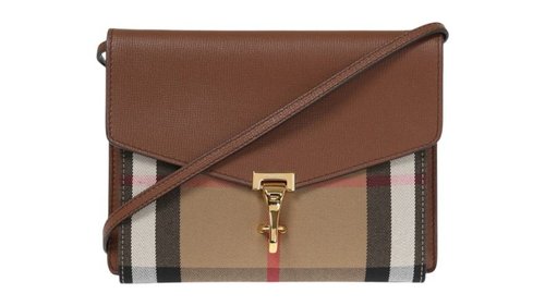 Burberry Macken Small Check Chain Crossbody Bag - Tan