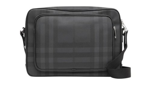 Burberry Marlon Check Messenger Bag - Dark Grey