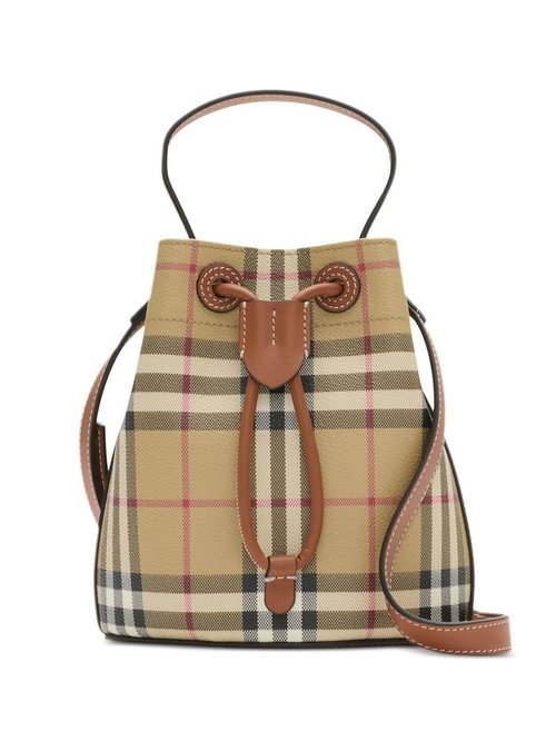Burberry Mini Drawstring Vintage Check Bucket Bag - Brown