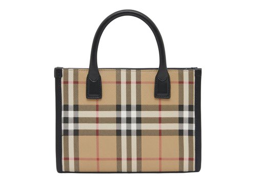 Burberry Mini Vintage Check and Leather Tote Bag - Archive Beige