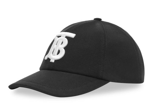 Burberry Monogram Motif Cotton Jersey Baseball Cap - Black White - 8038141