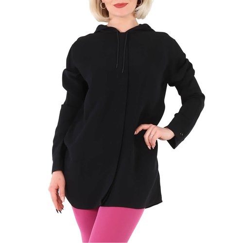 Burberry Monogram Motif Viscose Oversized Hooded Top - Black - 8044668