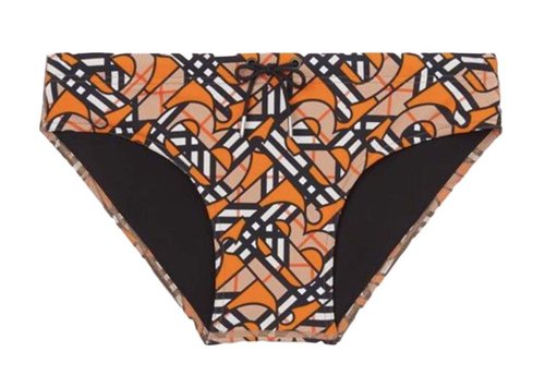 Burberry Monogram Print Swim Briefs - Orange Beige Black - 8057270