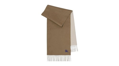 Burberry Mu Embroidered Knight Solid Scarf - Vole Brown/Smoke Grey - 8109552