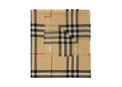 Burberry Mu Lightweight Wool Scarf - Sand - 8122127