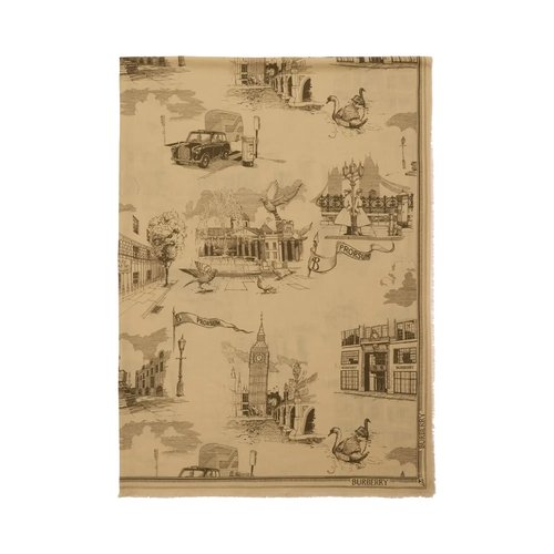Burberry MU London Landmarks Wool Silk Scarf - 8112981
