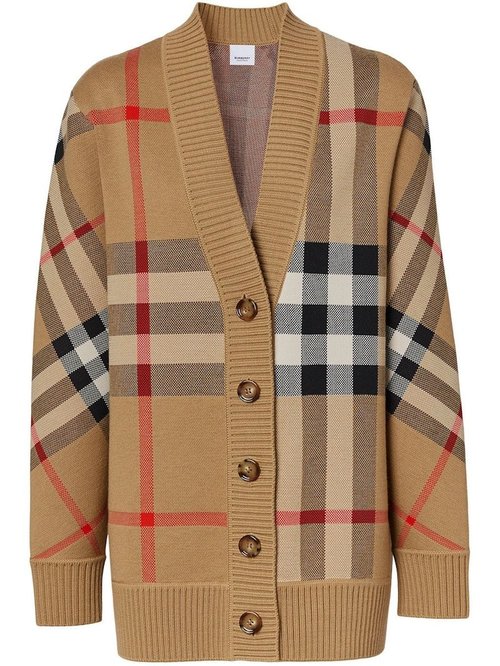 Burberry Oversized Check Cardigan - Archive Beige - 8039153