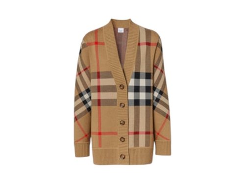 Burberry Oversized Check Cardigan - Archive Beige - 8039153