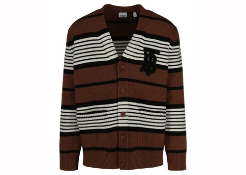 Burberry Oversized Striped Wool Cashmere Cardigan - Dark Brown - 8067890