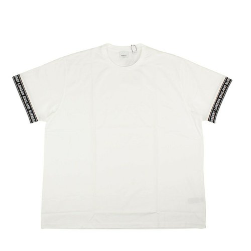 Burberry Oversized Teslow Taped Sleeve T-Shirt - White