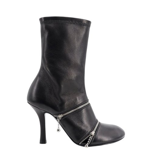 Burberry Peep Square Toe Leather Ankle Boots - Black - 8080250