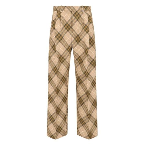 Burberry Pleated Check Wool Tailored Trousers - 8096764