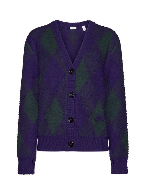 Burberry Purple Cardigan With Argyle Motif In Wool - 8076954_B7447