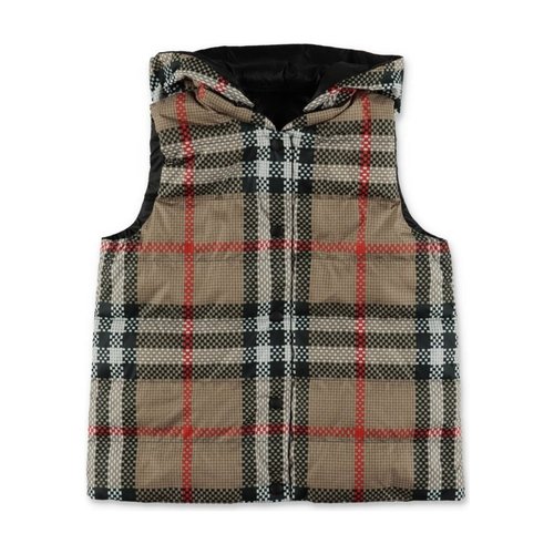 Burberry Reversible Check Hooded Puffer Gilet - Beige - 8069443