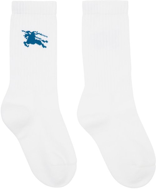Burberry Ribbed Cotton Blend Socks - White - 8095536