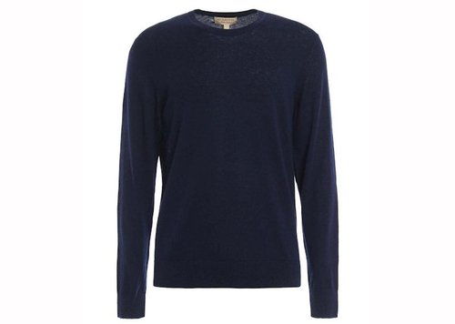 Burberry Richmond CheckPatch CashmereBlend Sweater - Navy Blue - 4020044