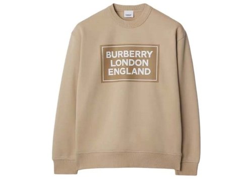 Burberry Santo Logo Print Crew Sweater - Soft Fawn - 8084762