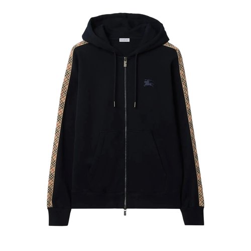 Burberry Scott Check Trim Zip Hoodie - 8118990 NAVY