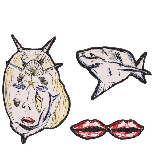 Burberry Scribble Brooch Set - Red - 8041111