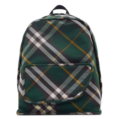 Burberry Shield Check Pattern Woven Backpack - Green - 8080679 39CM