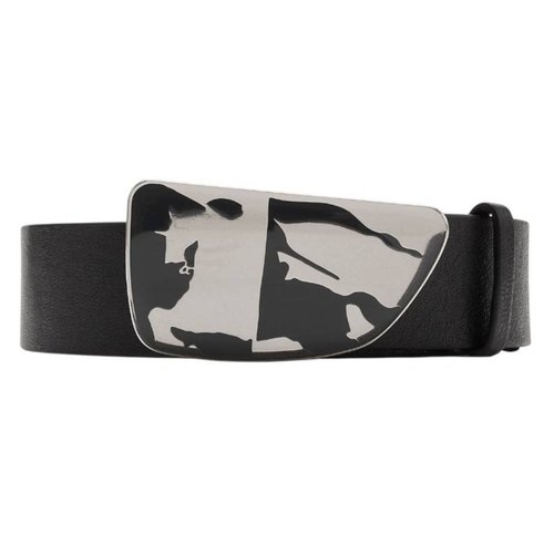 Burberry Shield EKD Buckle Leather Belt - Black/Blue - 8087287