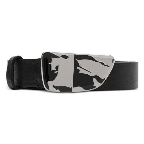 Burberry Shield EKD Buckle Leather Belt - Black/Blue - 8088855