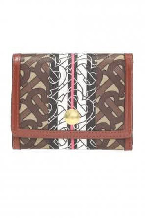 Burberry Small Monogram Stripe Folding Wallet - Brown - 8018829 1