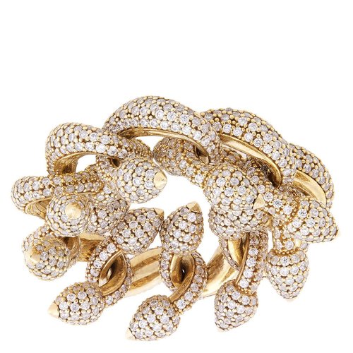 Burberry Spear Chain Pave Crystal Gold-Tone Ring - Gold Tone - 8082272