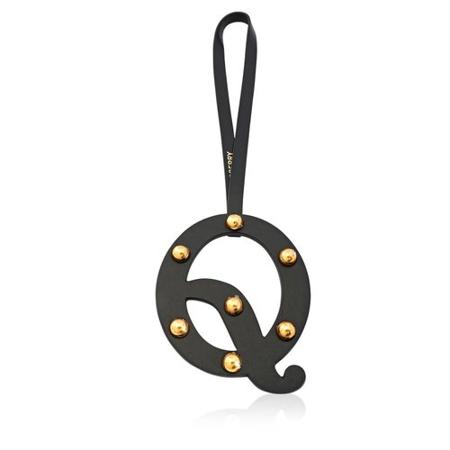 Burberry Studded Leather Alphabet Q Charm - Black/Gold Tone - 8023534 5.0000X4.0000X2.0000
