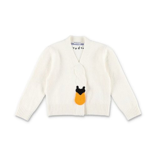 Burberry Swan Chunky-Knit Wool-Blend Cardigan - White - 8083918