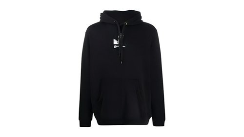 Burberry Swan Print Graphic Cotton Hoodie - Black - 80304931