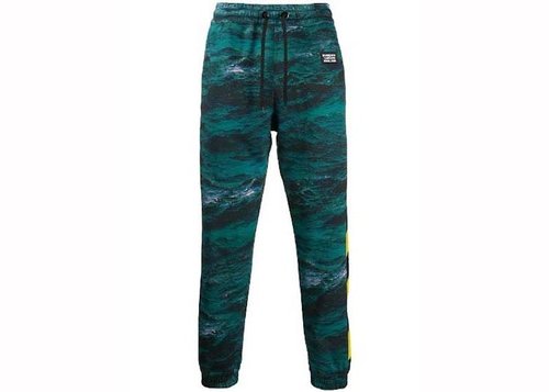 Burberry Tape Detail Sea Print Trackpants - Green - 8024608