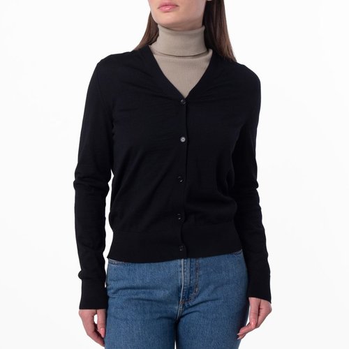 Burberry V-Neck Wool Knit Cardigan - Black - 8088542