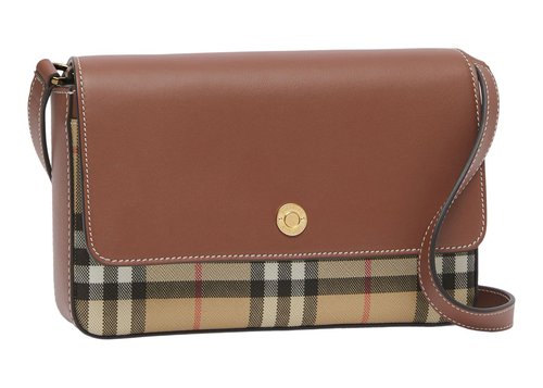 Burberry Vintage Check and Leather Note Bag Mini - Archive Beige/Tan