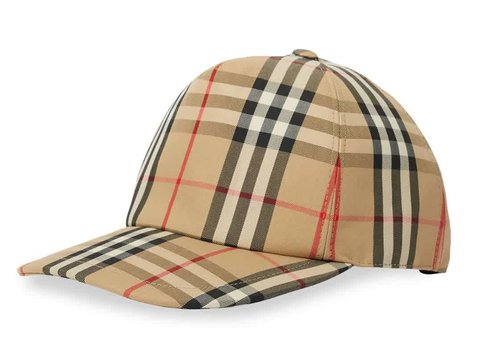 Burberry Vintage Check Logo Detail Baseball Cap - Beige - 8021444
