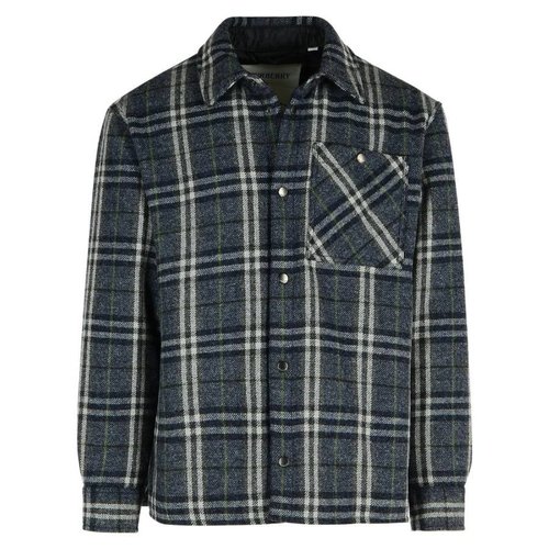 Burberry Wadded Check Wool Overshirt - Purple - 8102224